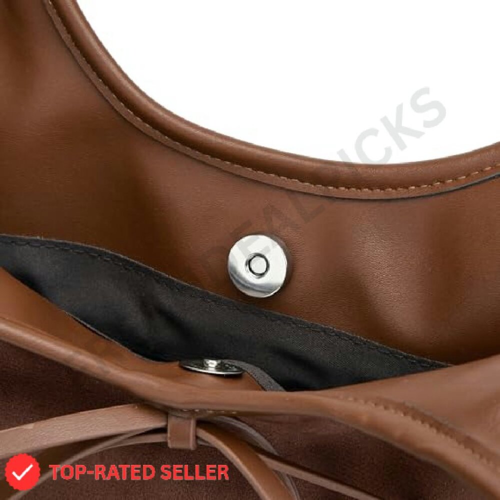 Brown Leather Bow-Accent Hobo Bag - Women - Picture 7 of 8